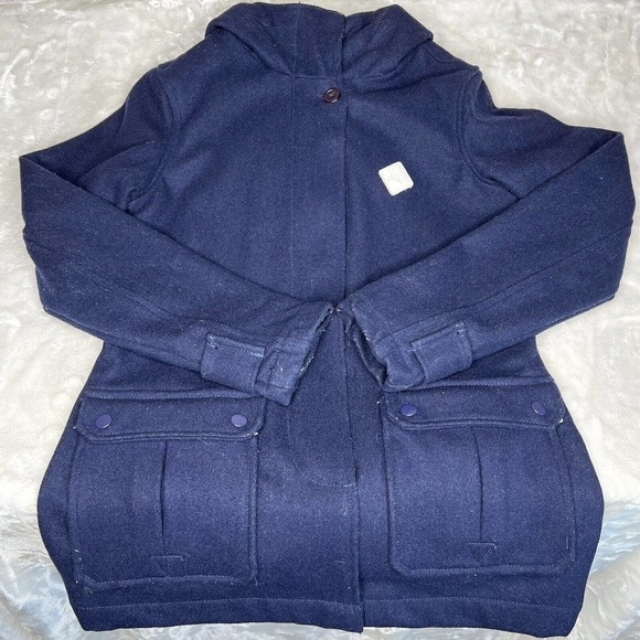 Burton Women's Blue Wool Blend Full Zip Long Sleeve Hooded Jacket Size S - Picture 3 of 9